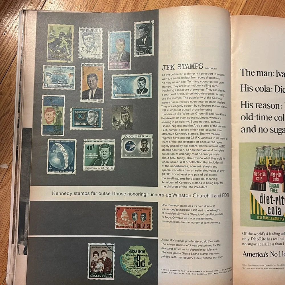 Vintage Look Magazine November 29 1966 Simon & Garfunkel JFK Stamps